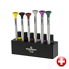 Assortment of 6 screwdrivers on a base